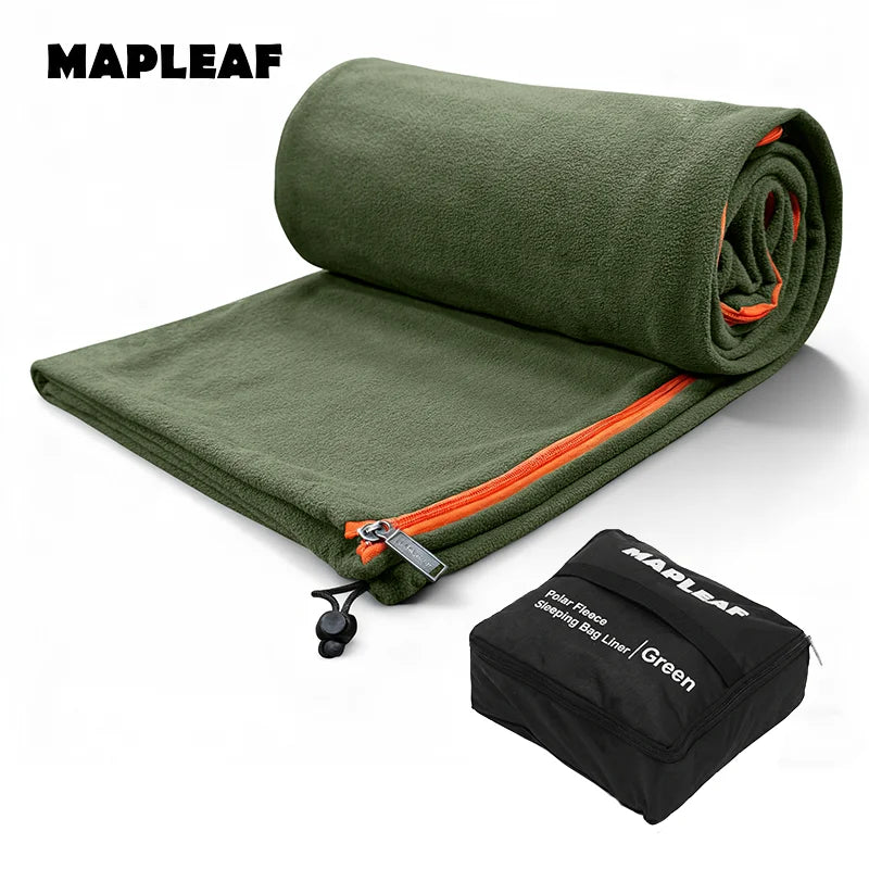 MAPLEAF Fleece Sleeping Bag Liner Winter Ultralight Polar Sleeping Bag Warm Camping Blanket Cold Weather Tent Bed Travel Sheets
