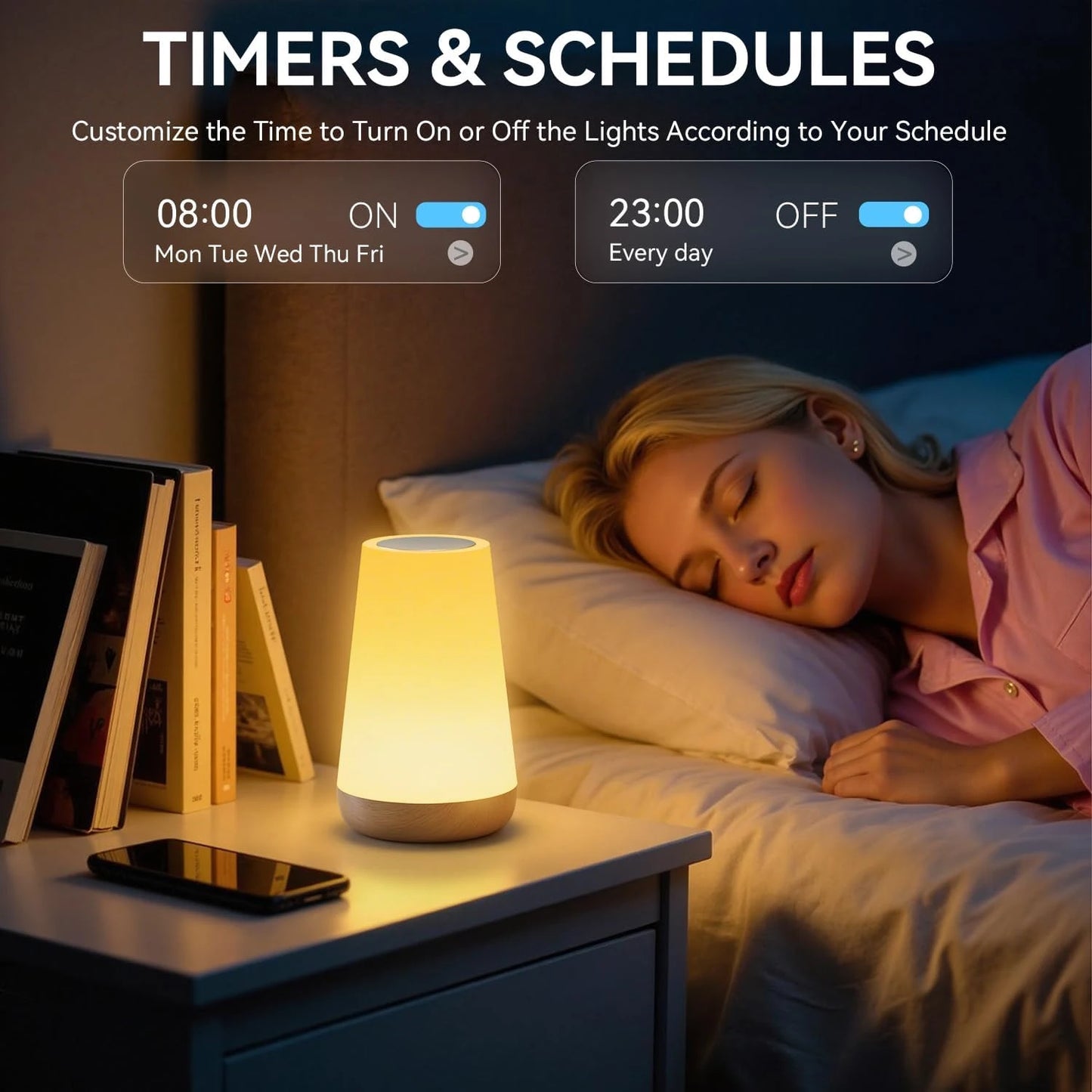 AURORA LIGHTING Smart Table Lamps Nursery Night Lights for Baby with App/Voice Control LED Bedside Lamps for Bedroom Living Room
