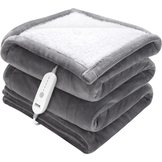 SucceBuy Heated Blanket Electric Throw 4 Sizes Soft Flannel Sherpa Heating Blanket with 3 Hours Timer Auto -off 5 Heating Levels