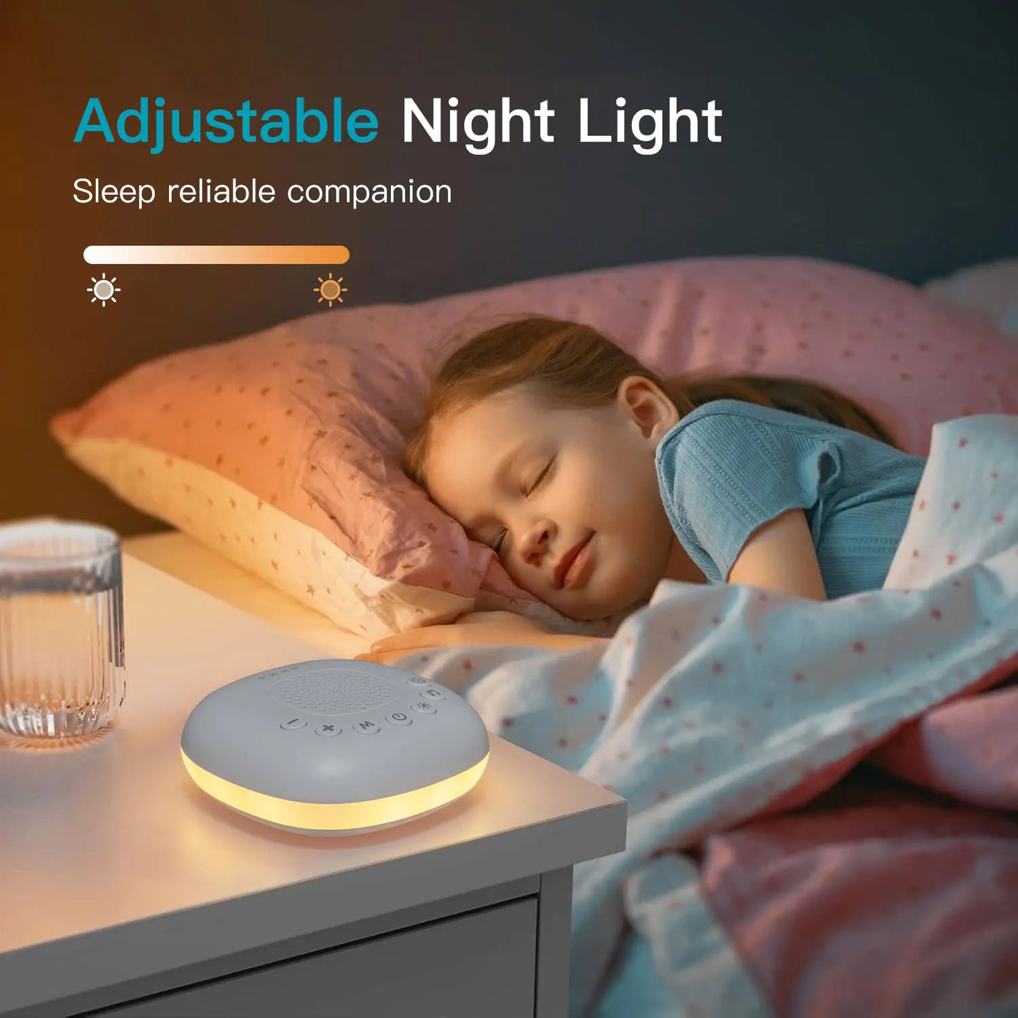 White Noise Sound Machine with 24 Soothing Sounds Sleep Aid for Babies Kids Adults  Rechargeable Night Light Newborn Gifts