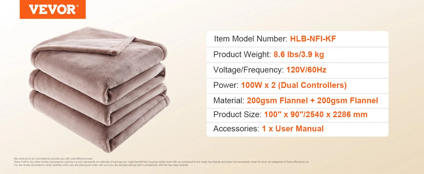 SucceBuy Heated Blanket Electric Throw 4 Sizes Soft Flannel Sherpa Heating Blanket with 3 Hours Timer Auto -off 5 Heating Levels