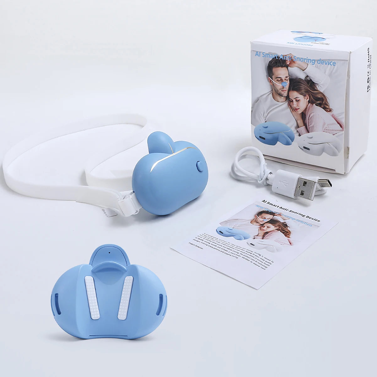 AI Smart Anti-Snoring with Strap Adjust High Low Vibration Improve Sleep Detecting Snoring Sounds 40 Decibel Start Relax Health