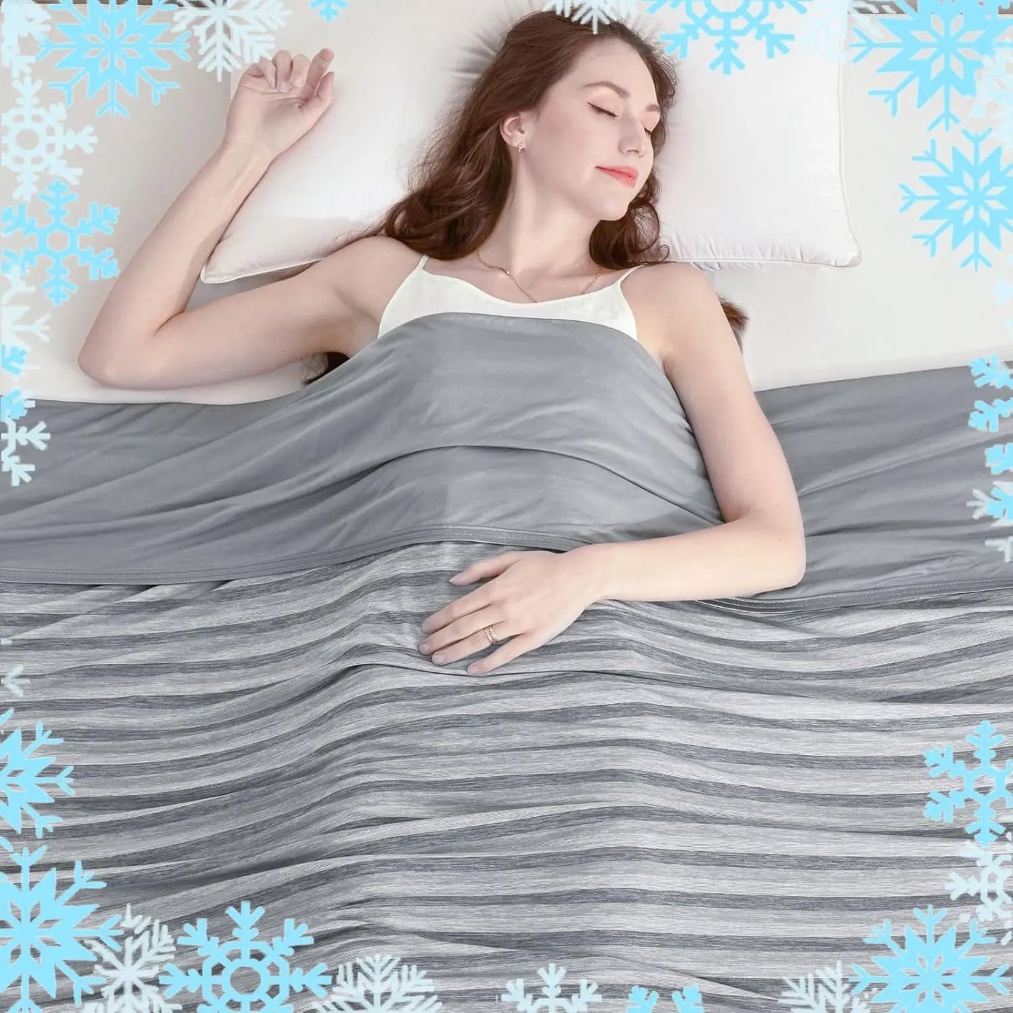 Direct Cooling Throw Blanket for Hot Sleepers Double Sided Cold Effect Lightweight Breathable Summer Bed Blanket for Couch