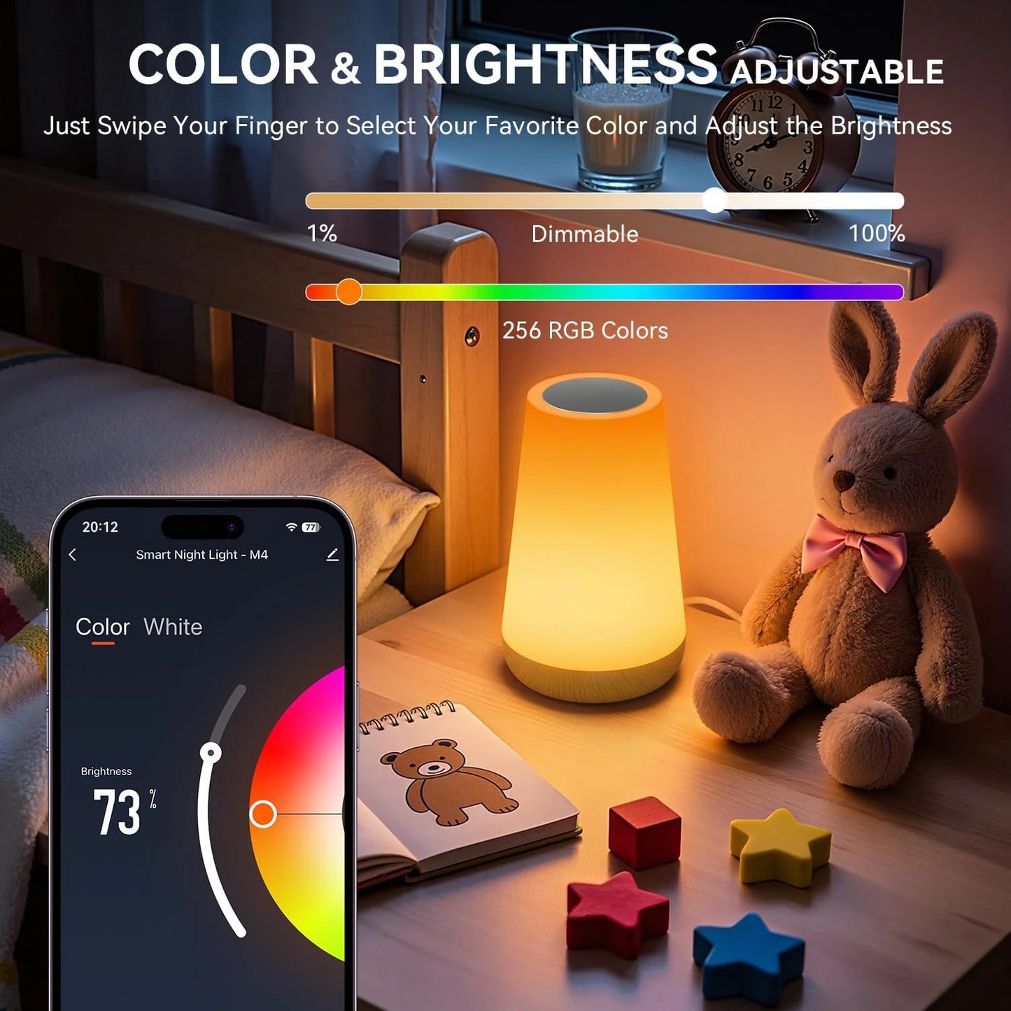 AURORA LIGHTING Smart Table Lamps Nursery Night Lights for Baby with App/Voice Control LED Bedside Lamps for Bedroom Living Room
