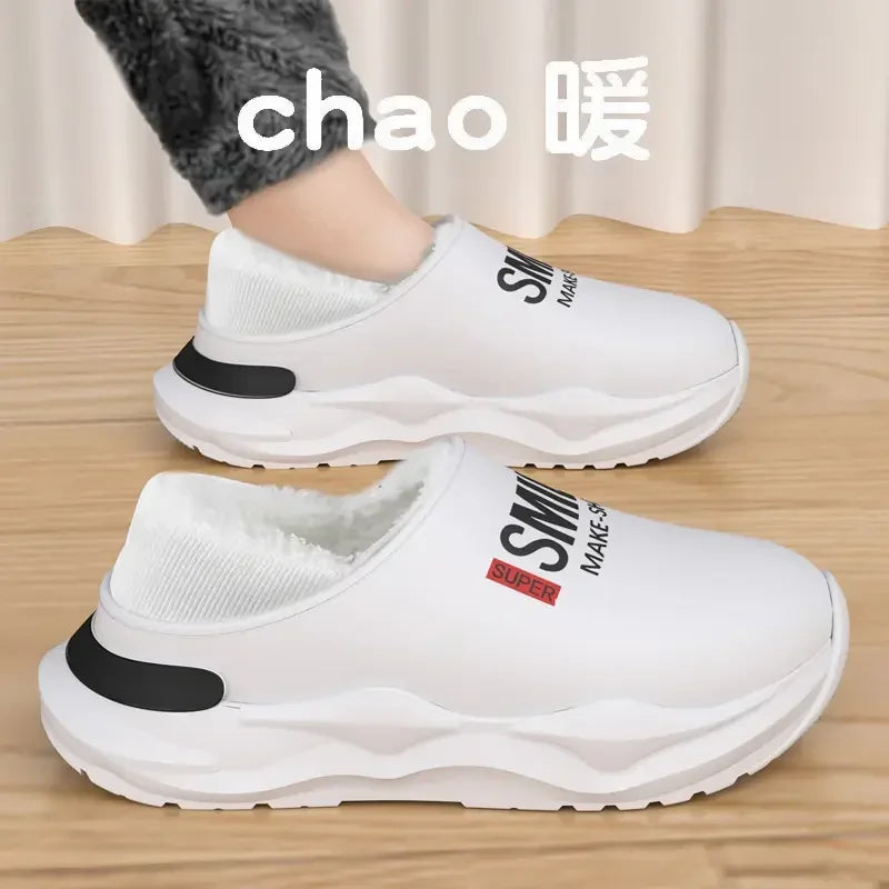 Men Shoes Winter Warm Shoes Plush Lining Indoor Cotton Slippers Concise Platform Outdoor Kitchen Shoes House Waterproof Slippers