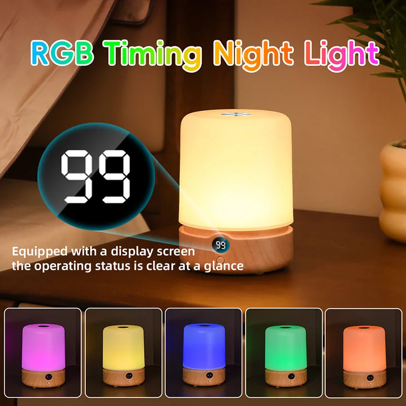 LED Night Light, USB-C Rechargeable, Touch Control Switch, Suitable for Bedrooms and Living Rooms, Offers 9 Color Options