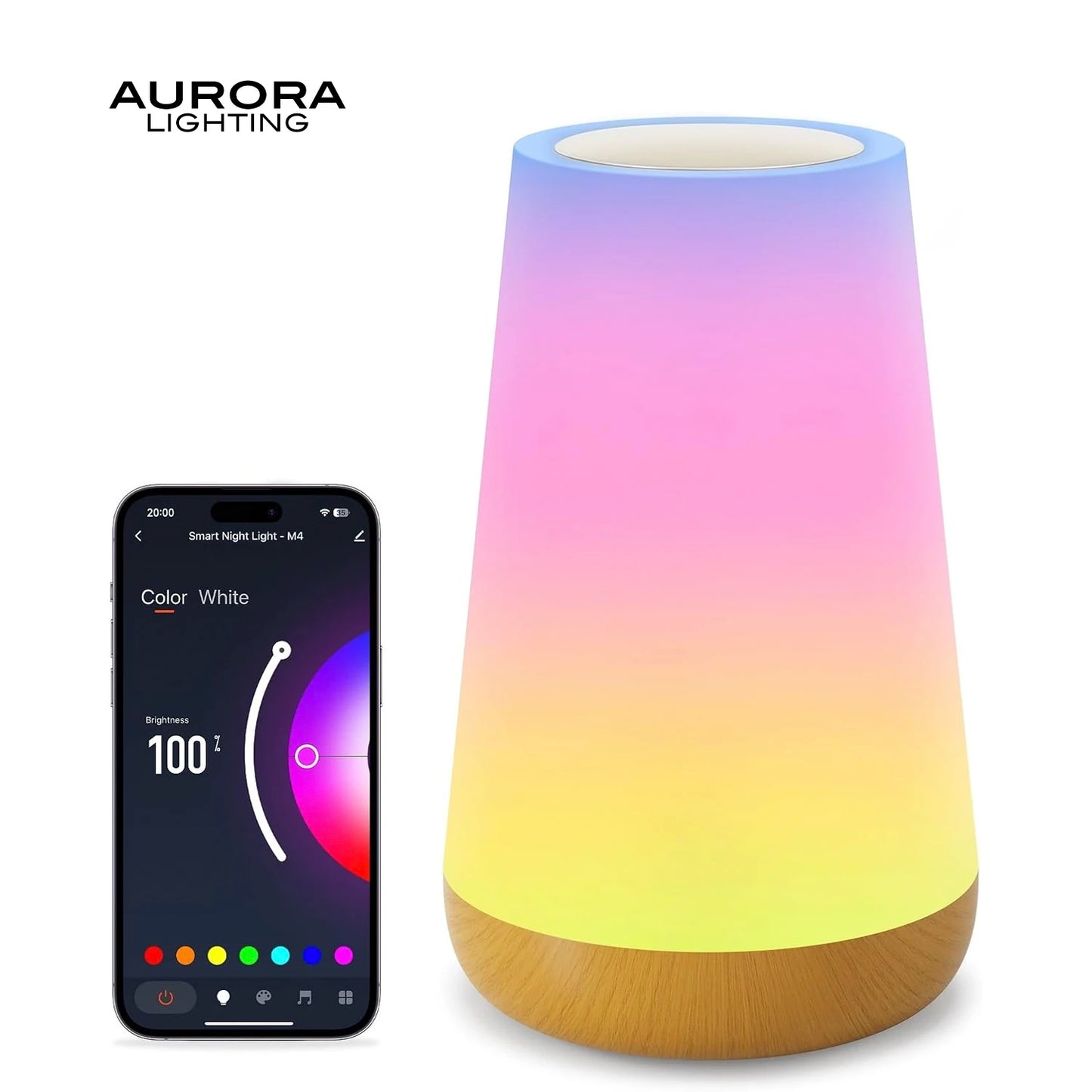 AURORA LIGHTING Smart Table Lamps Nursery Night Lights for Baby with App/Voice Control LED Bedside Lamps for Bedroom Living Room