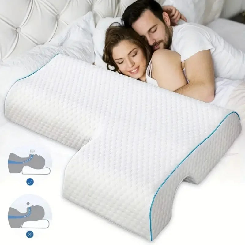 Arched Cuddle Couples Pillow with Slow Rebound and Breathable Memory Foam,Sleep Pillow for Anti Pressure Hand Protect Cervical