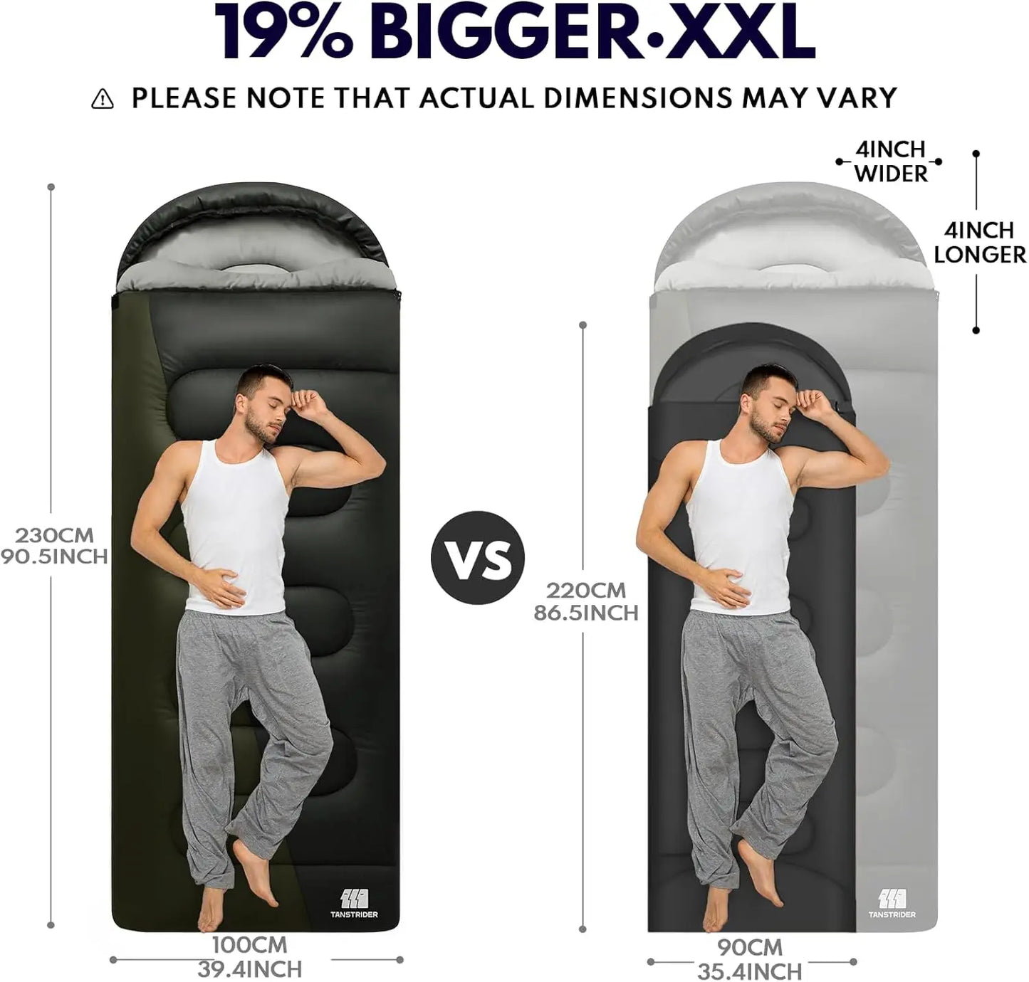 XXL Sleeping Bags for Adults Warm Weather,Camping Sleeping Bag for Kids with Compression Sack,4 Season Camping Essentials Gear