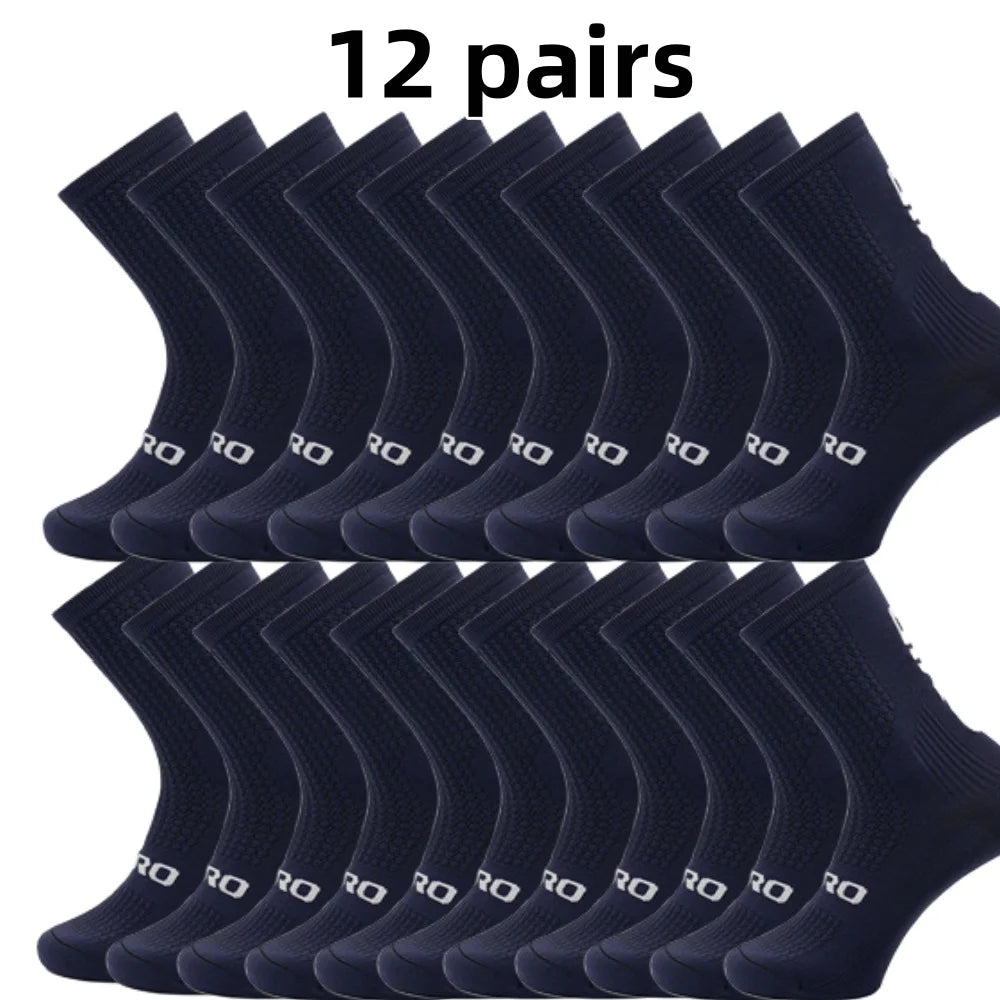 12 pairs/Lot Professional Cycling Socks Breathable Sweat-Absorbing Men Women Outdoor Sports Running Basketball Compression Socks