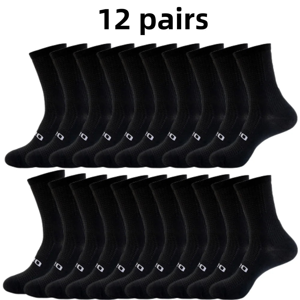 12 pairs/Lot Professional Cycling Socks Breathable Sweat-Absorbing Men Women Outdoor Sports Running Basketball Compression Socks