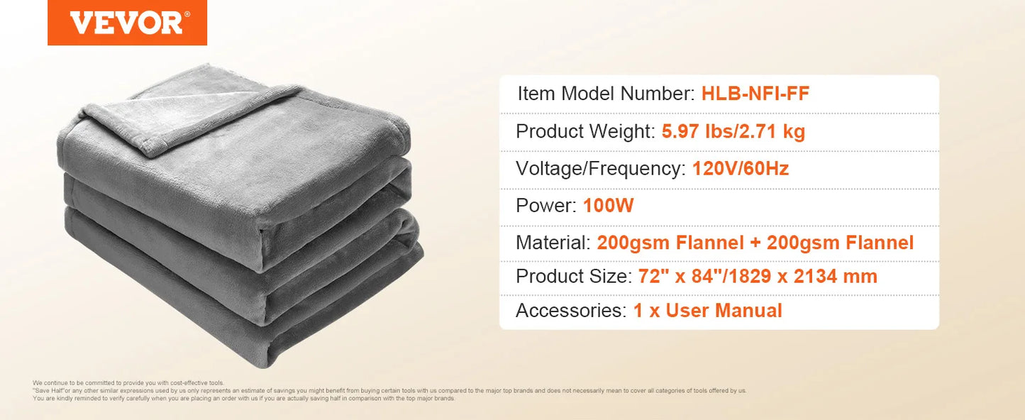 SucceBuy Heated Blanket Electric Throw 4 Sizes Soft Flannel Sherpa Heating Blanket with 3 Hours Timer Auto -off 5 Heating Levels