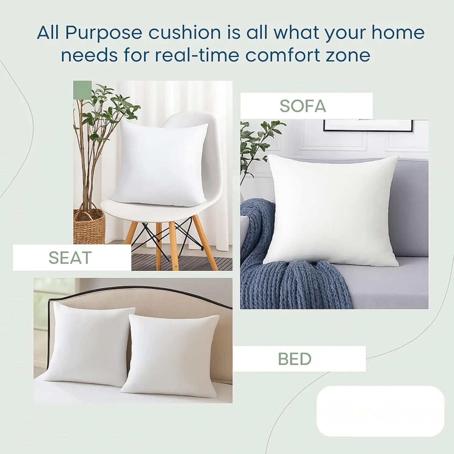 4 Pack 18x18 White Throw Pillow Inserts for Decorative Covers, Fluffy Living Room and Bed Pillows