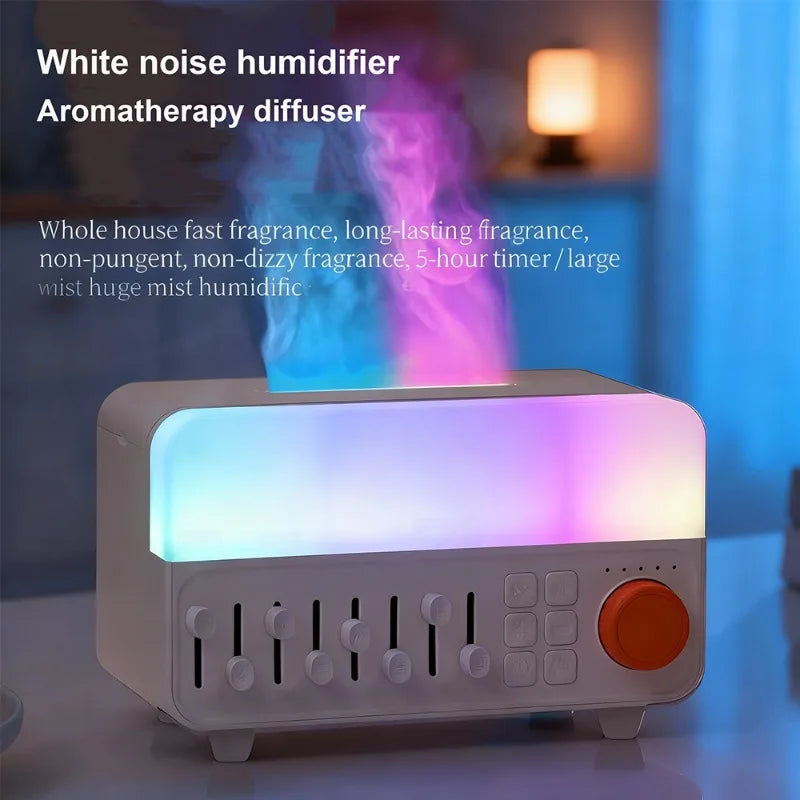 Retro White Noise Aromatherapy Humidifier with RGB Light Bluetooth Speaker Sleep Aid Ultrasonic Cool Mist Diffuser for Bedroom