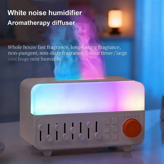 Retro White Noise Aromatherapy Humidifier with RGB Light Bluetooth Speaker Sleep Aid Ultrasonic Cool Mist Diffuser for Bedroom