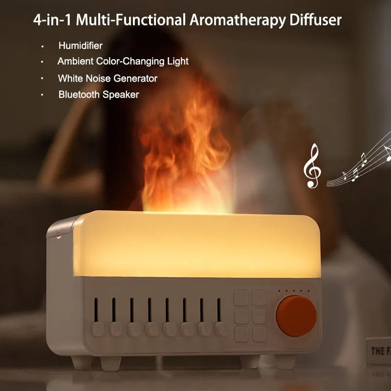 Retro White Noise Aromatherapy Humidifier with RGB Light Bluetooth Speaker Sleep Aid Ultrasonic Cool Mist Diffuser for Bedroom