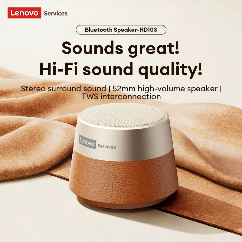 Lenovo HD103 Mini Wireless Deep Bass Speaker 360° Panoramic Sound Loudspeaker TWS Bluetooth Soundbox Speaker For Camping Party
