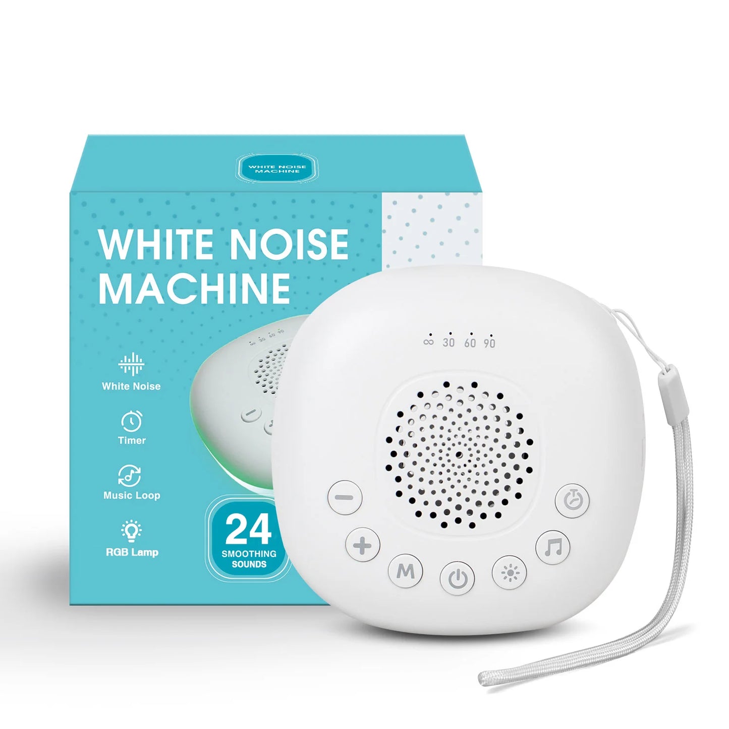 White Noise Sound Machine with 24 Soothing Sounds Sleep Aid for Babies Kids Adults  Rechargeable Night Light Newborn Gifts