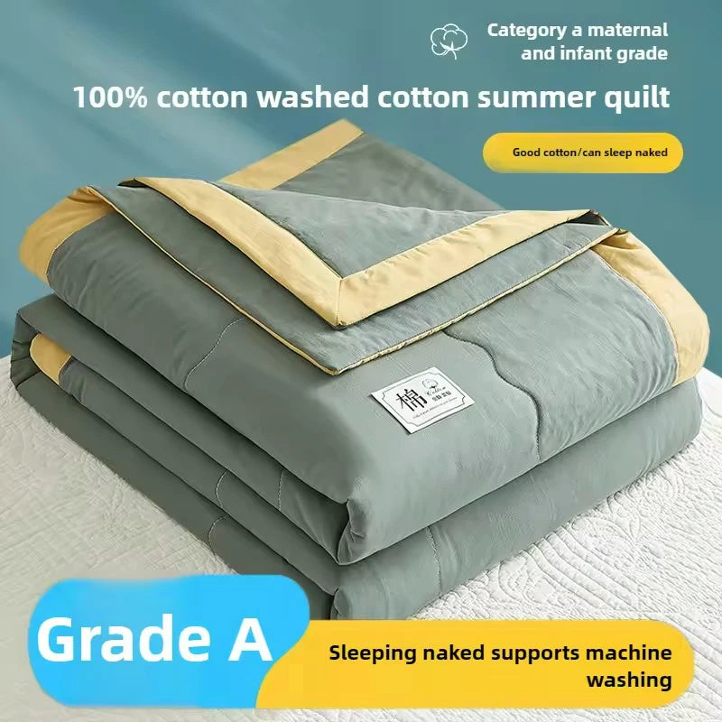 Spring Summer Blanket 100% Cotton Inside and Outside Pure Cotton Air Conditioning Quilt Soft Skin-friendly Breathable Thin Duvet