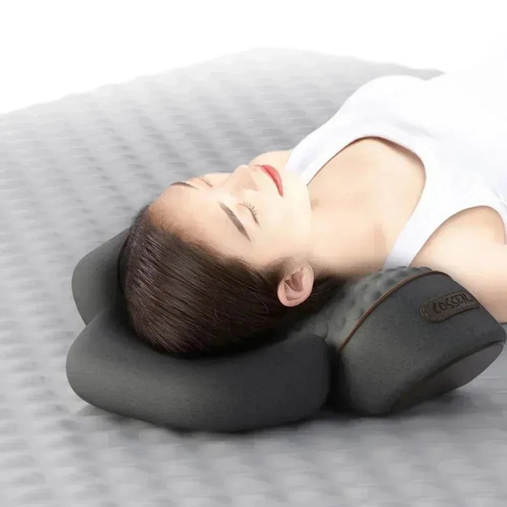 Okayso Electric Massager Cervical Pillow Hot Compress Vibration Massage Neck Traction Relax Sleeping Pillow Spine Support Normal