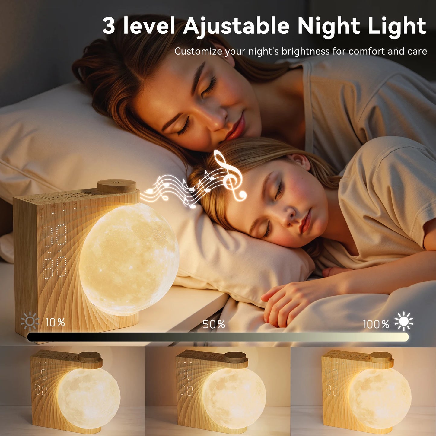 Sunrise Alarm Clocks for Heavy Sleepers,Night Lamp Clocks for Bedrooms with Moon Light,10 Light Effects,30/60/90 Timer,10 Sleep