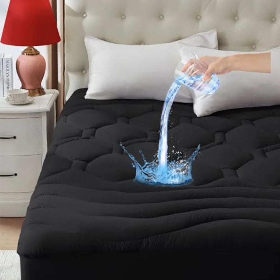 Size Mattress Pad Waterproof Pillow Top Cooling Mattress Topper Cover Quilted Fitted Mattress Protector Washable Deep Pocket 8-