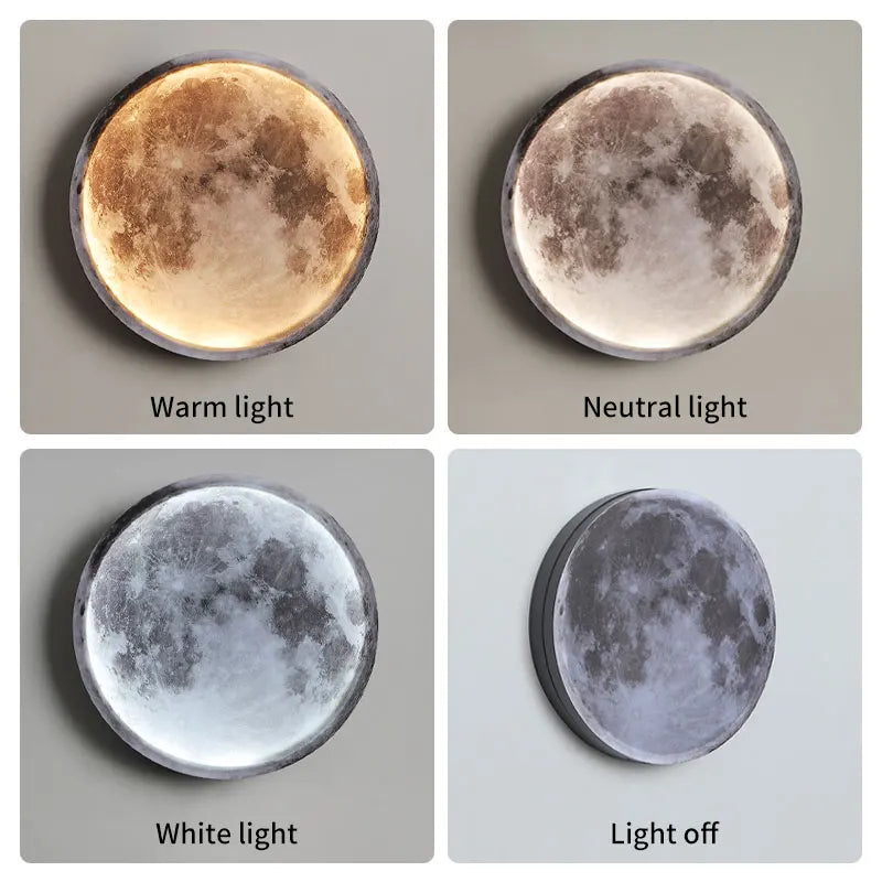 Indoor Rechargeable Wireless Moon Wall Lamp Remote Control Touch Dimming 5000mAh Night Light Bedside Stairside Living room Decor