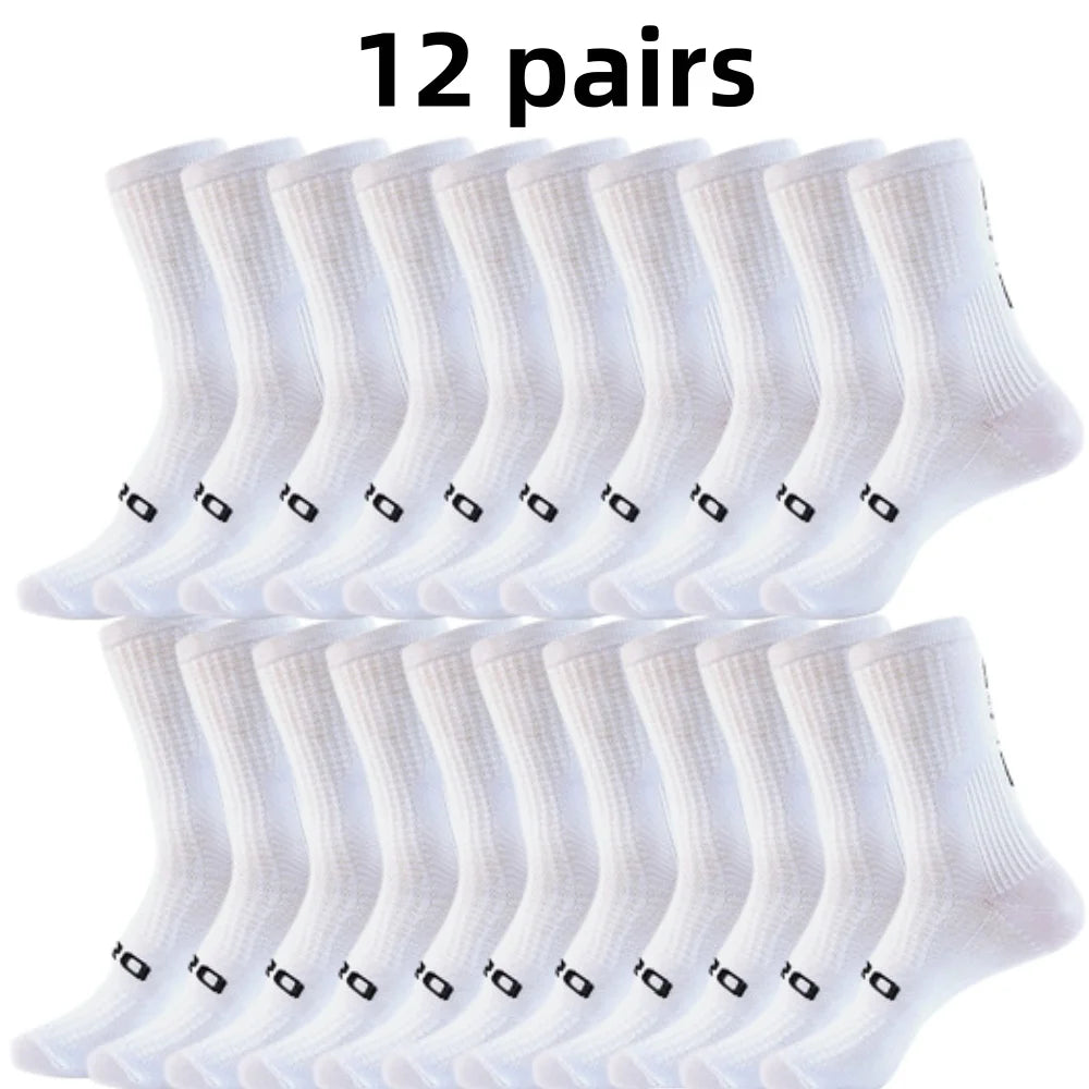 12 pairs/Lot Professional Cycling Socks Breathable Sweat-Absorbing Men Women Outdoor Sports Running Basketball Compression Socks