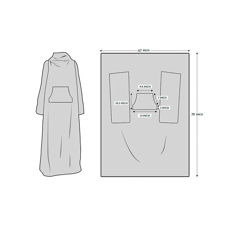 Large Pocket Multi functional Wearable Lazy Sleeve Blanket Anti static Flannel Blanket