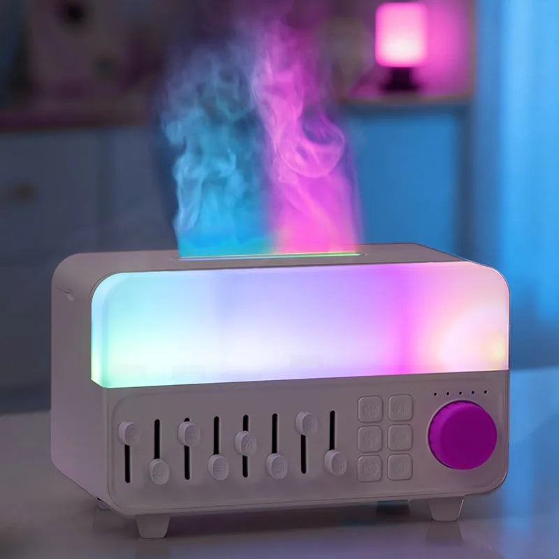 Retro White Noise Aromatherapy Humidifier with RGB Light Bluetooth Speaker Sleep Aid Ultrasonic Cool Mist Diffuser for Bedroom