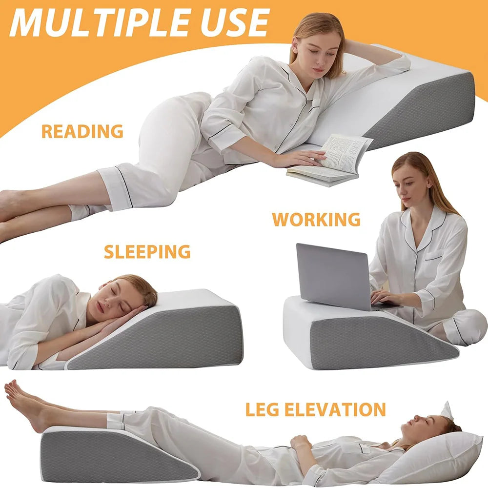 Leg Pillow, 8inch Leg Elevating Pillow for Legs,Rest, Sleeping,Leg Wedge Pillow for Side Sleeping, Memory Foam Leg Wedge Pillow