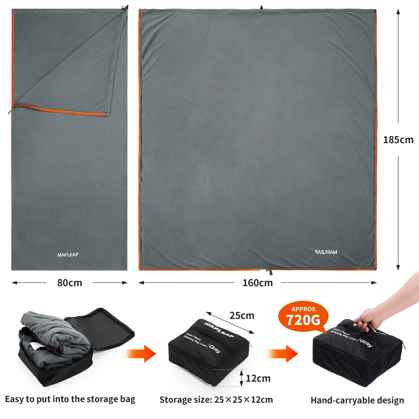 MAPLEAF Fleece Sleeping Bag Liner Winter Ultralight Polar Sleeping Bag Warm Camping Blanket Cold Weather Tent Bed Travel Sheets