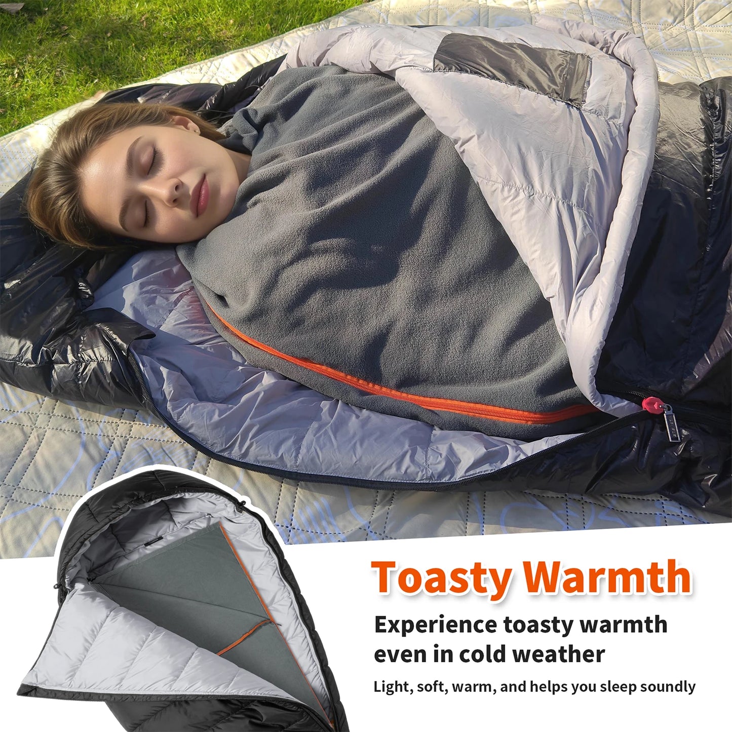 MAPLEAF Fleece Sleeping Bag Liner Winter Ultralight Polar Sleeping Bag Warm Camping Blanket Cold Weather Tent Bed Travel Sheets