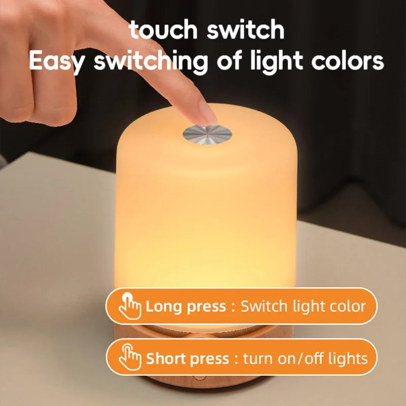 LED Night Light, USB-C Rechargeable, Touch Control Switch, Suitable for Bedrooms and Living Rooms, Offers 9 Color Options