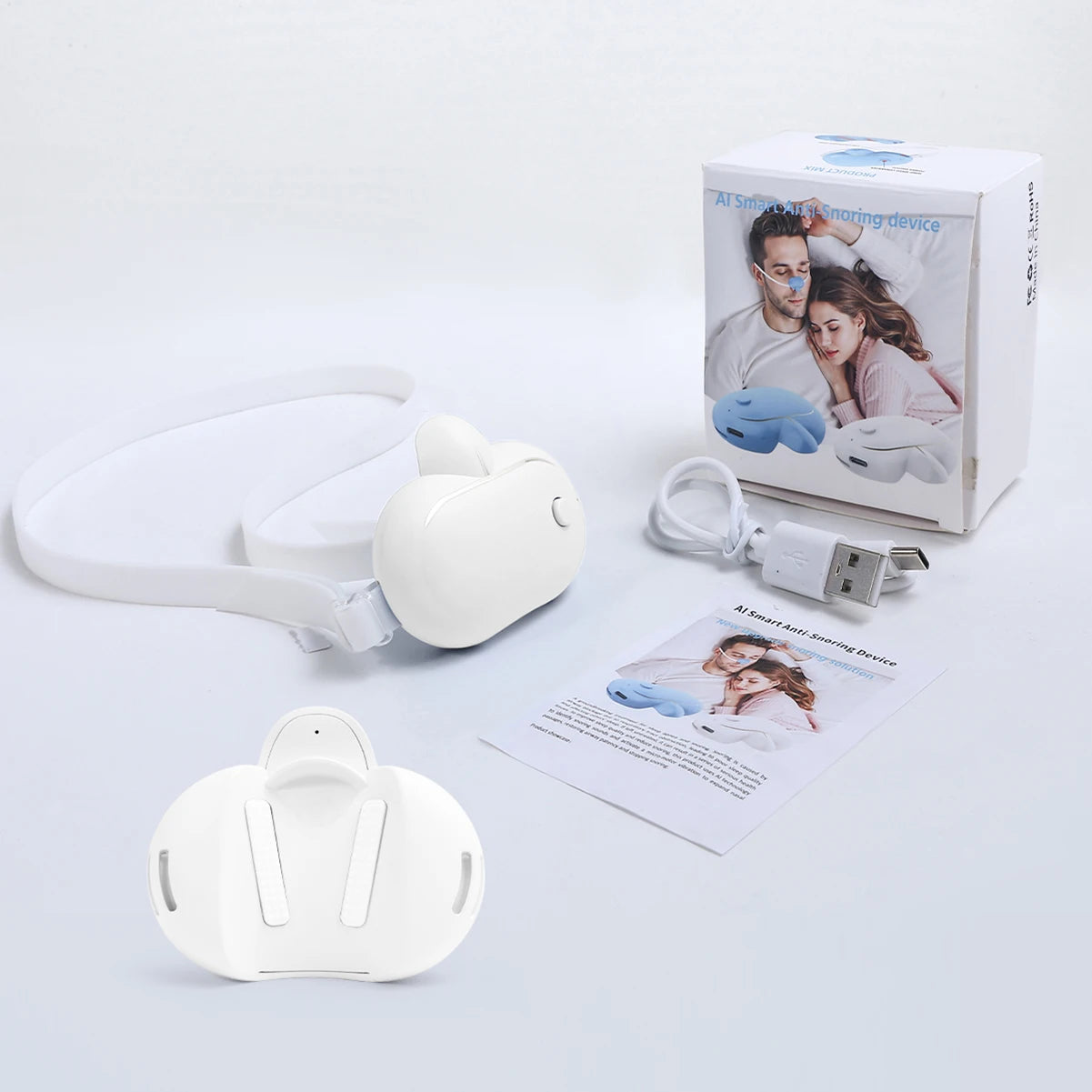 AI Smart Anti-Snoring with Strap Adjust High Low Vibration Improve Sleep Detecting Snoring Sounds 40 Decibel Start Relax Health
