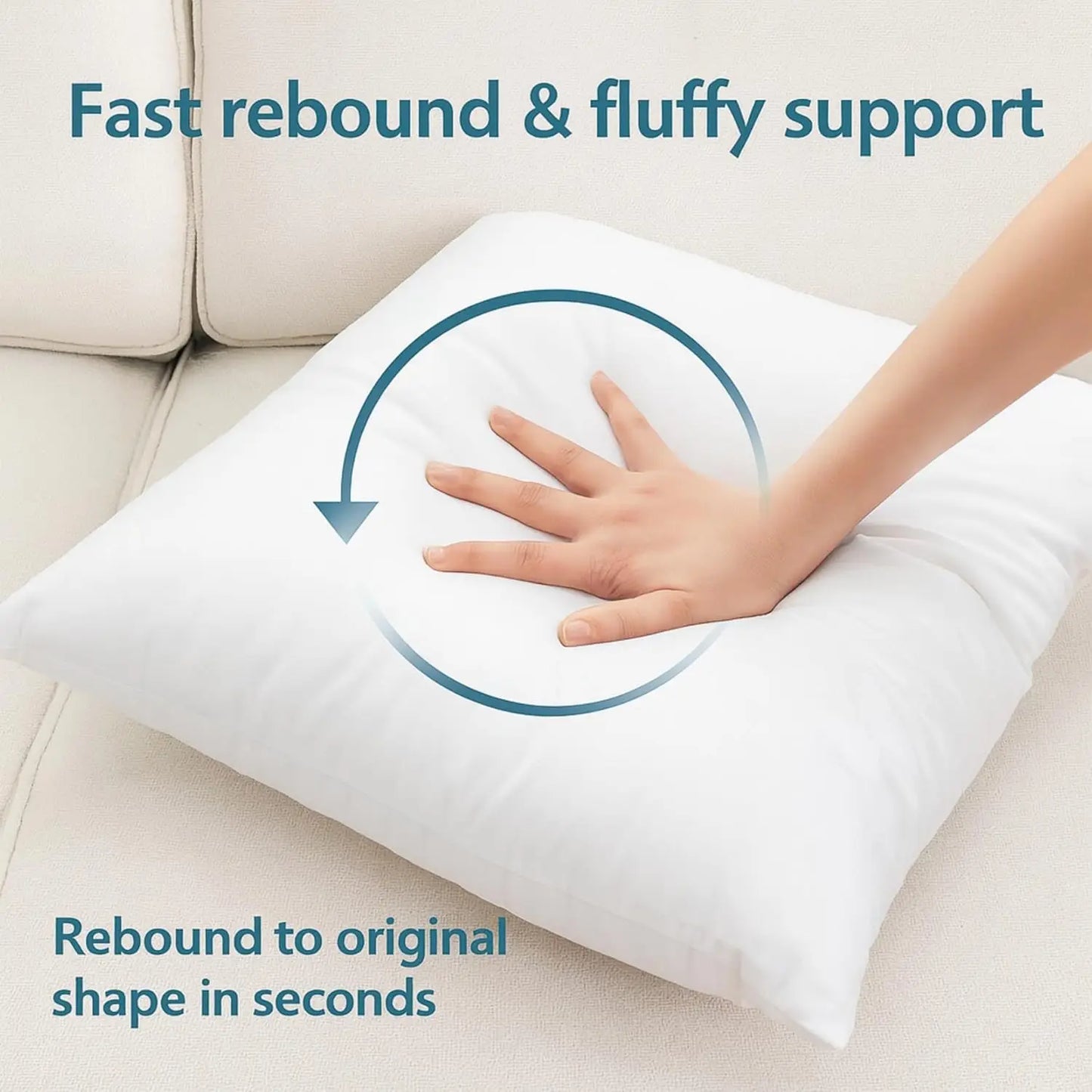 4 Pack 18x18 White Throw Pillow Inserts for Decorative Covers, Fluffy Living Room and Bed Pillows
