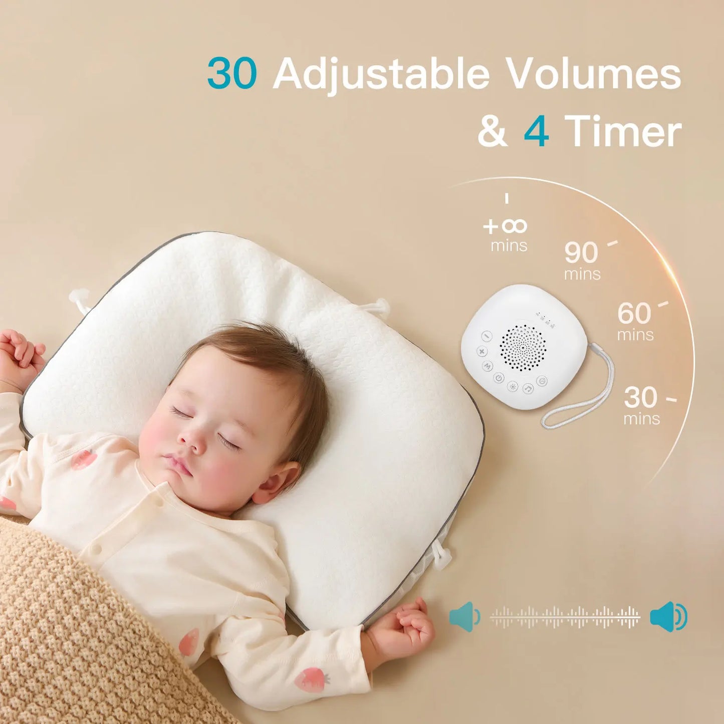 White Noise Sound Machine with 24 Soothing Sounds Sleep Aid for Babies Kids Adults  Rechargeable Night Light Newborn Gifts